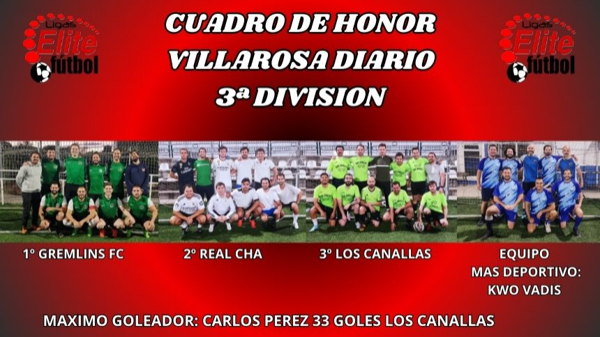 CUADRO DE HONOR 3ª DIVISION VILLAROSA DIARIO